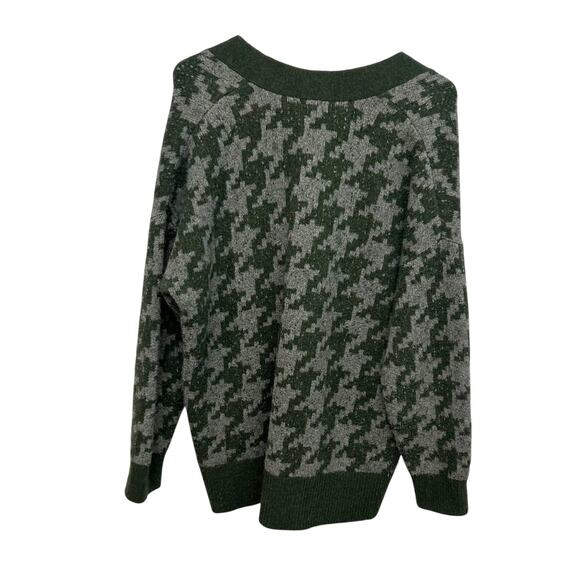 Cozy Academia Houndstooth Cardigan‎ Madewell Green Gray Sweater Size S - Picture 2 of 8